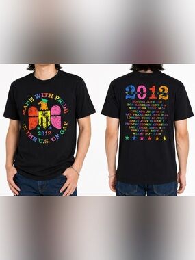 Marc by Marc Jacobs 2012 Pride Tour Rainbow Graphic Tee Black Unisex Size Small
